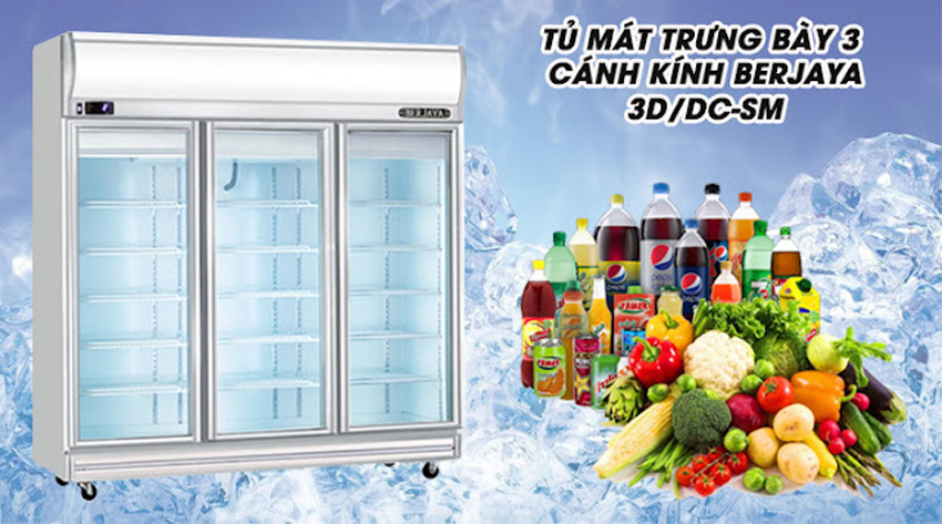 Tủ mát 3 cánh kính Berjaya 3D/DC-SM