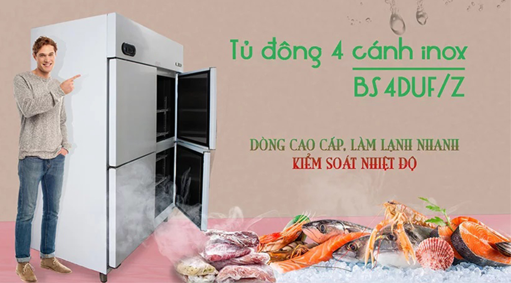 Tủ đông 4 cánh inox Berjaya BS4DUF/Z