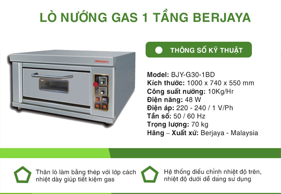 Lò nướng gas Berjaya BJY-G30-1BD