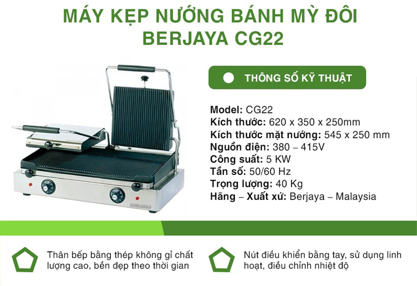 Máy kẹp nướng bánh mì Berjaya CG22