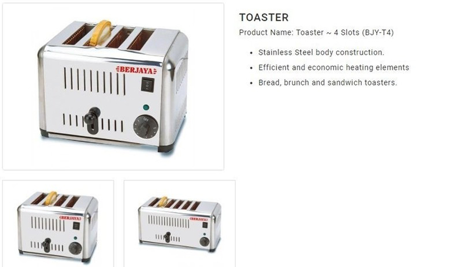 Lò nướng bánh mì 6 lát Berjaya BJY-T6 