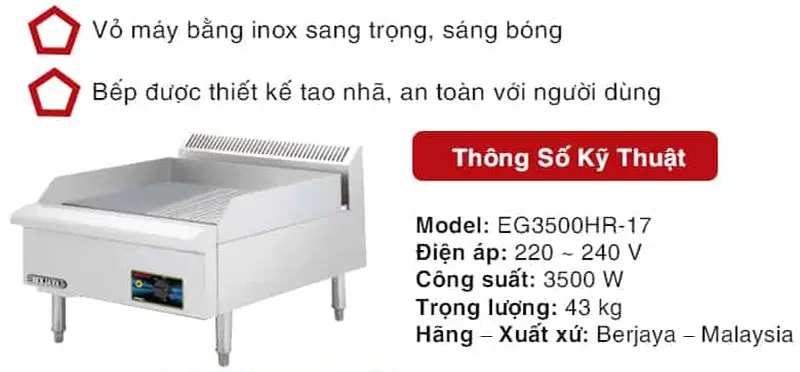 Bếp chiên điện công nghiệp Berjaya EG3500HR-17