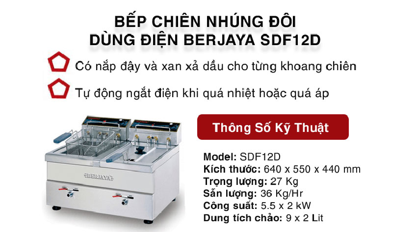 Bếp chiên nhúng đôi Berjaya SDF12D