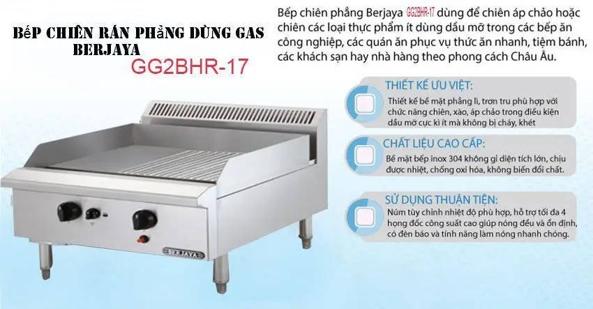Bếp nửa phẳng nửa nhám gas Berjaya GG2BHR-17