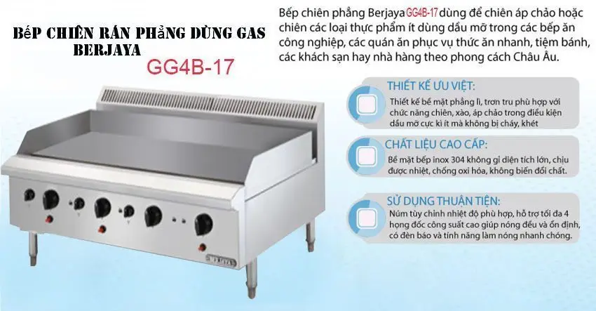 Bếp chiên phẳng gas chân đứng Berjaya GG4BFS-17
