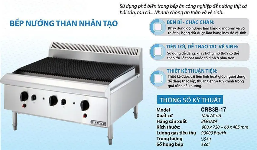 Bếp nướng than nhân tạo Berjaya CRB3B-17