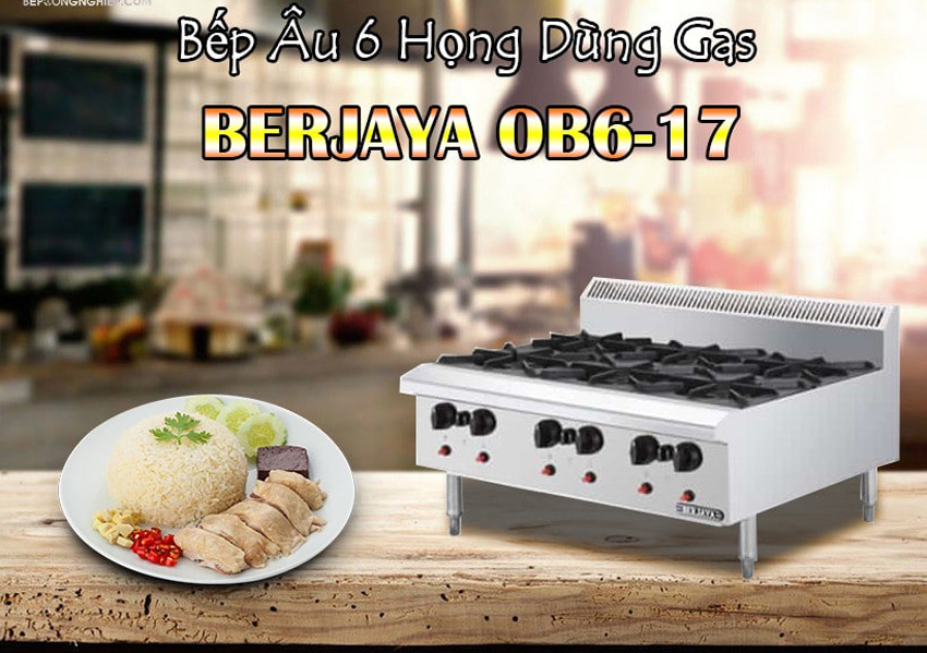 Bếp âu 6 họng dùng gas Berjaya OB6-17