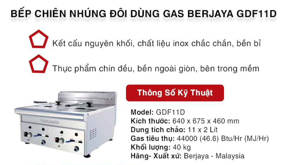 Bếp chiên nhúng gas Berjaya GDF11D