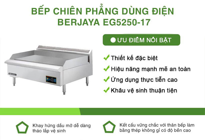 Bếp chiên rán phẳng dùng điện Berjaya EG5250-17 