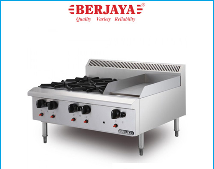 Bếp âu 4 họng có chiên phẳng Berjaya OB4GG1B-17